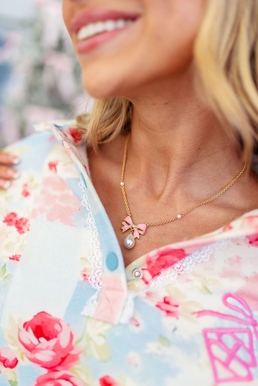 Pretty Pink Bow Necklace